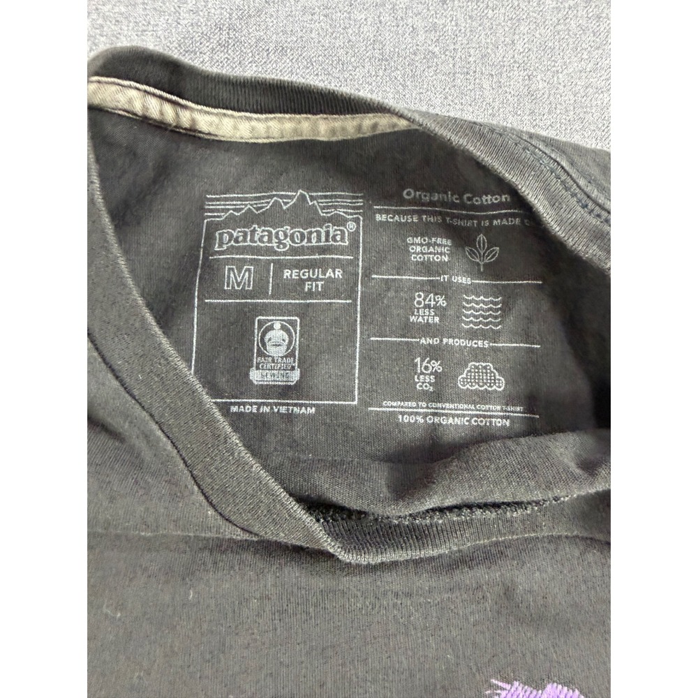 Patagonia Mens Fitz Roy Bear Organic Cotton T-Shirt Gray Regular Fit Medium - Picture 2 of 3